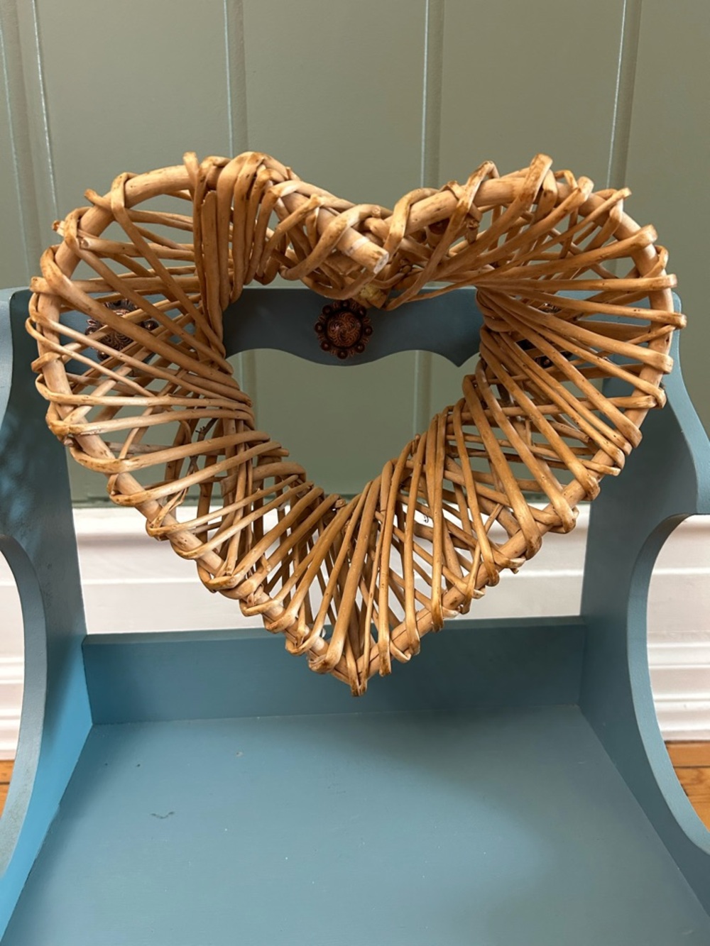 Woven Rattan Heart Wall Accent 10”- Natural Tan